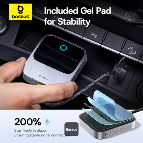 Baseus Prime Trip Safe Journey Wireless CarPlay Adapter for iPhone - Converts Wired CarPlay to Wireless Dual-Screen iOS 10-18 (2016+ Cars) - Grey