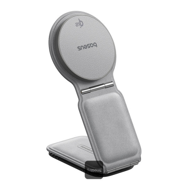 Baseus C02 PrimeTrip Series Mega Magnetic Wireless Charging Car Phone Holder with 15W Qi2 MagSafe - 360° Adjustable Foldable Dashboard Mount - Gray