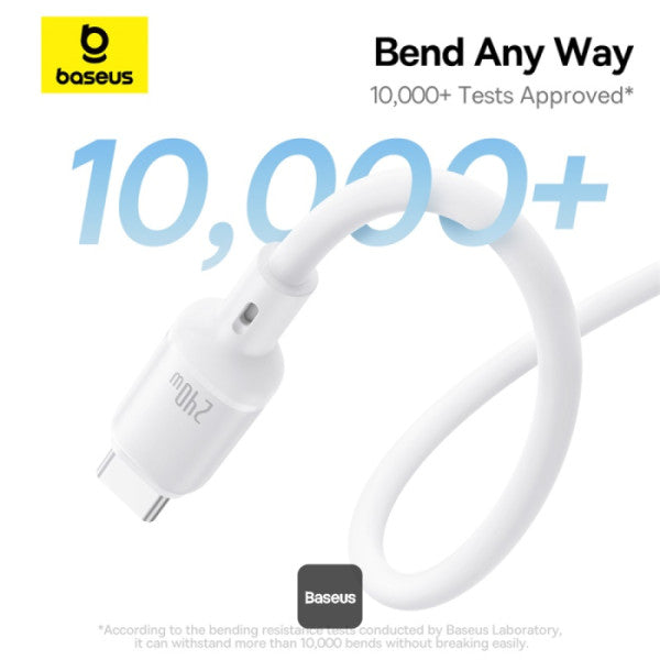 Baseus PicoGo 240W Magnetic Fast Charging USB-C Cable Type-C to Type-C 480Mbps Liquid Silicone Cable 1M - White