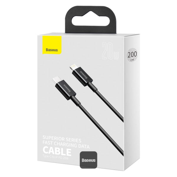Baseus Superior Series PD 20W Type-C To Lightning Fast Charging Data Cable 2M - Black
