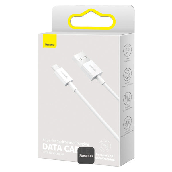 Baseus Superior Series USB-A To Micro 2A Fast Charging Data Cable 1M - White