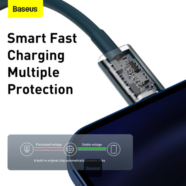 Baseus Superior Series PD 20W Type-C To Lightning Fast Charging Data Cable 2M - Blue