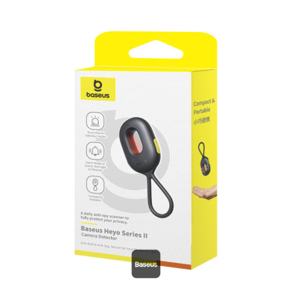 Baseus Heyo Series II Infrared Camera Detector - Mini Travel Hotel Hidden Camera Finder Anti-Theft Dual Detection Modes Portable LED Flashlight - Black