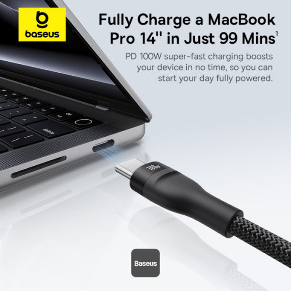 Baseus Flash Series 3 100W One-for-three Fast Charging Cable Type-C to C+C+C - 480Mbps Data Cable Nylon Braided 15M - Black