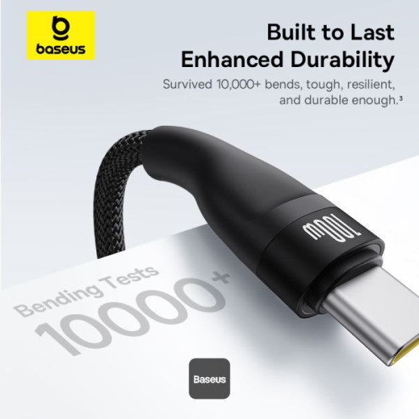 Baseus Flash Series 3 100W One-for-three Fast Charging Cable Type-C to C+C+C - 480Mbps Data Cable Nylon Braided 15M - Black