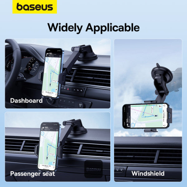 Baseus UltraControl Go Series Clamp-Type Phone Holder (Suction Cup Version) UltraStable Dashboard Windshield Mount - Black