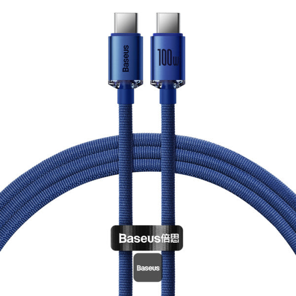 Baseus Crystal Shine Series 100W Fast Charging Cable Type-C to Type-C - 480Mbps Data Cable - 12M - Blue