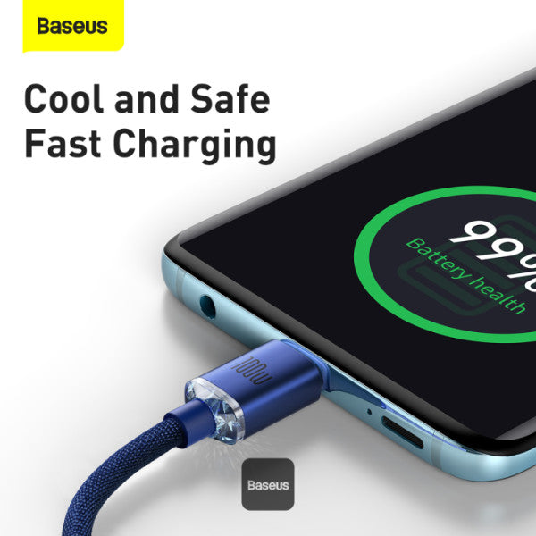 Baseus Crystal Shine Series 100W Fast Charging Cable Type-C to Type-C - 480Mbps Data Cable - 12M - Blue