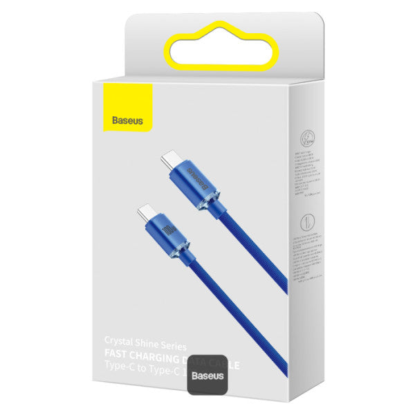 Baseus Crystal Shine Series 100W Fast Charging Cable Type-C to Type-C - 480Mbps Data Cable - 12M - Blue