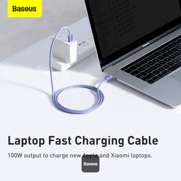 Baseus Crystal Shine Series 100W Fast Charging Cable Type-C to Type-C - 480Mbps Data Cable - 12M - Purple