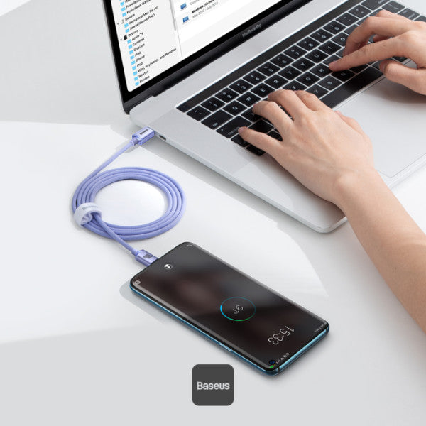 Baseus Crystal Shine Series 100W Fast Charging Cable Type-C to Type-C - 480Mbps Data Cable - 12M - Purple