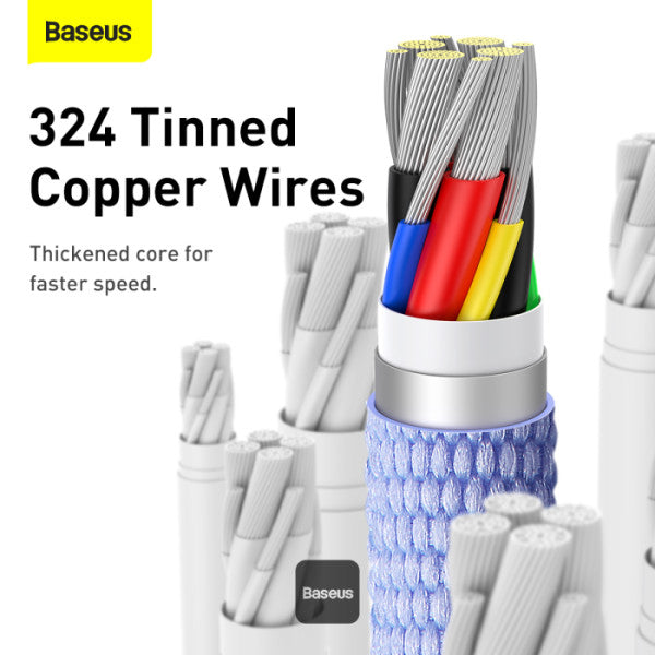 Baseus Crystal Shine Series 100W Fast Charging Cable Type-C to Type-C - 480Mbps Data Cable - 12M - Purple