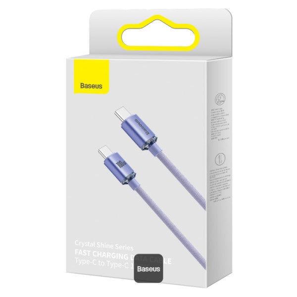 Baseus Crystal Shine Series 100W Fast Charging Cable Type-C to Type-C - 480Mbps Data Cable - 12M - Purple
