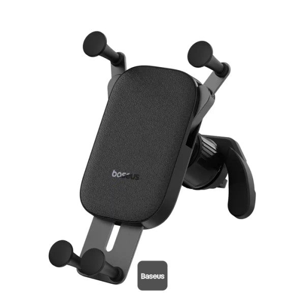 Baseus Car Phone Holder for Z Fold 3 4 5 Universal Gravity Mount for iPhone 15 Pro Max Samsung S24 Air Vent Aluminum Alloy with Leather Finish