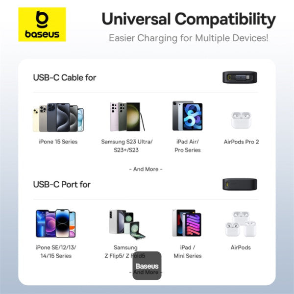 Baseus Free2Pull 10000mAh Power Bank with Built-in Retractable Type-C Cable for Laptop - 30W Fast Charging Digital Display - Black
