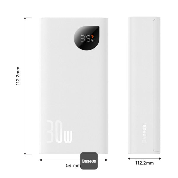 Baseus Adaman2 Power Bank 30W 10000mAh Digital Display Fast Charge - White