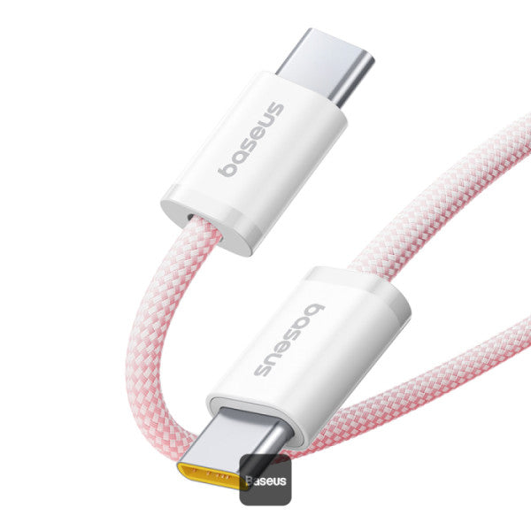 Baseus Dynamic 4 Series Type-C to Type-C Cable - 100W PD Fast Charging & 480Mbps Data Transfer Cable iPhone 16 and iPhone 15 Nylon Braided 2M - Pink