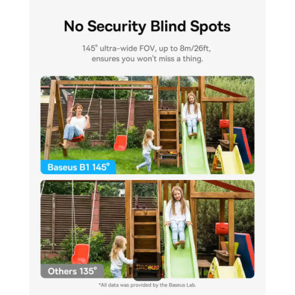 Baseus Security B1 Outdoor Camera – 2K Clarity 145° Wide-Angle FOV 210-Day Battery IP67 Waterproof Night Vision Built-in 8GB Storage - White
