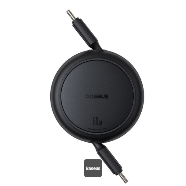 Baseus Free2Pull Mini Retractable Type-C Cable | 60W Fast Charging | Adjustable Length | CarPlay Compatible | 480Mbps Data Transfer | 1M - Black