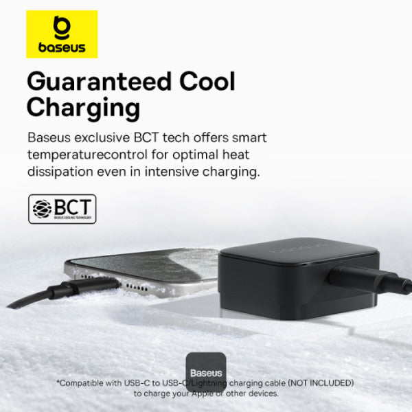Baseus Palm 20W PD Type-C Fast Charging Wall Charger UK Plug with Ultra Fast Charging Type-C to Lightning Data Cable 1M - Black