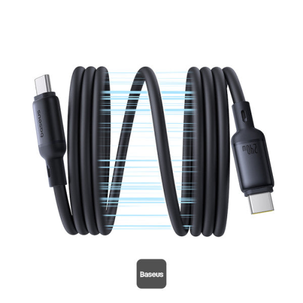 Baseus PicoGo 240W Magnetic Fast Charging USB-C Cable Type-C to Type-C 480Mbps Liquid Silicone Cable 1M - Black