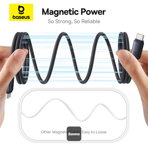 Baseus PicoGo 240W Magnetic Fast Charging USB-C Cable Type-C to Type-C 480Mbps Liquid Silicone Cable 1M - Black