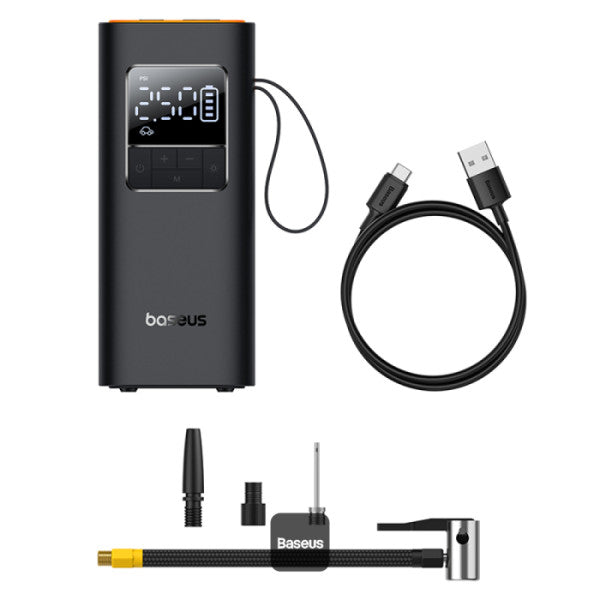 Baseus SuperMini Pro Car Tire Wireless Air Pump Inflator 4000mAh Portable Air Compressor For Car Motorcycle Bicycle & Balls - Black
