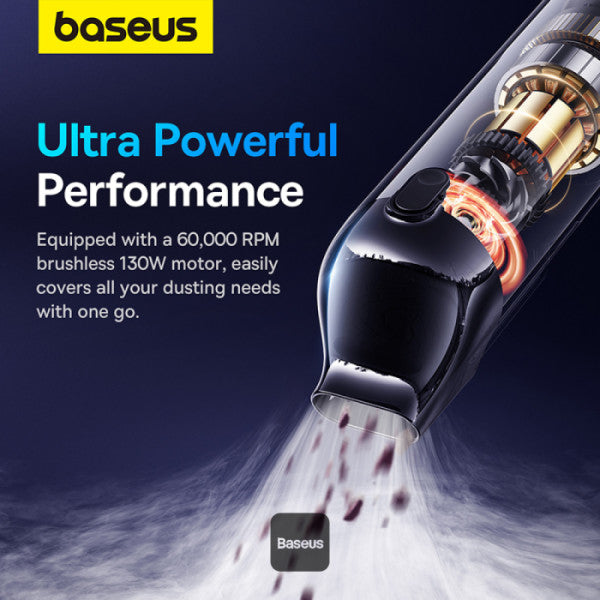 Baseus A5 Car Vacuum Cleaner 16000Pa Power Suction - Portable Cordless LED Display High-Efficiency Cordless Vacuum for Car & Home Use - Black