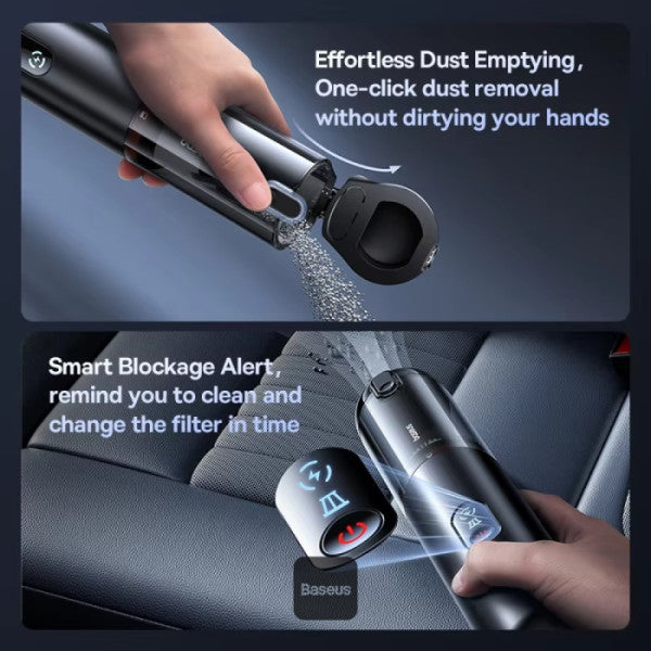 Baseus A5 Car Vacuum Cleaner 16000Pa Power Suction - Portable Cordless LED Display High-Efficiency Cordless Vacuum for Car & Home Use - Black
