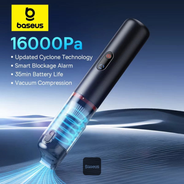 Baseus A5 Car Vacuum Cleaner 16000Pa Power Suction - Portable Cordless LED Display High-Efficiency Cordless Vacuum for Car & Home Use - Black