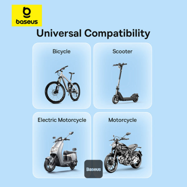 Baseus PrimeTrip Magnetic Bike Phone Holder – 2-in-1 Stick-On Mount & Ring Stand 360° Rotatable Universal Handlebar Fit (20-35mm) - Black