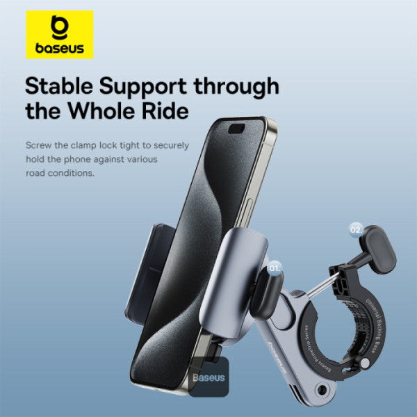 Baseus PrimeTrip Magnetic Bike Phone Holder – 360° Rotatable Durable Zinc Alloy Bike Mount for iPhone 16 Pro Max Fits 20-35mm Handlebars – Black
