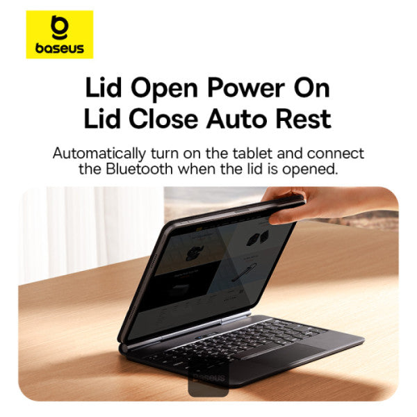 Baseus Brilliance Series 2 Keyboard Case for iPad Air 13 (2025 2024) & iPad Pro 129 (2018-2022) - BT 53 Touchpad Adjustable Stand Type-C Charging - Black