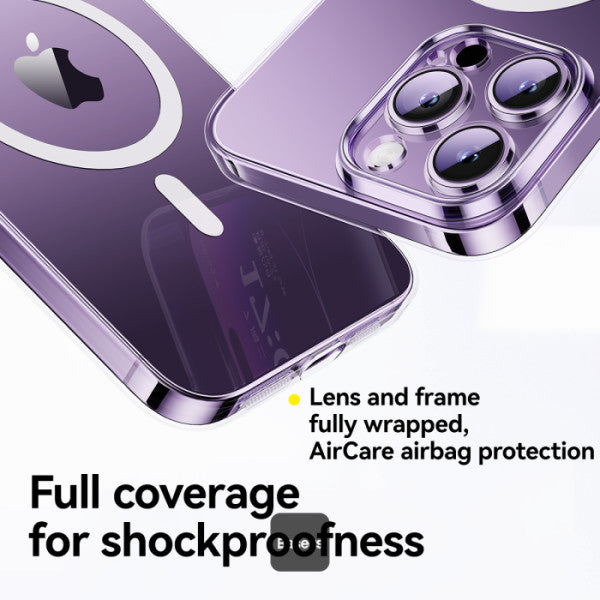 Baseus Crystal Series Magnetic iPhone 15 Pro Max Case – MagSafe Compatible Ultra-Thin & Durable Includes Tempered Glass Screen Protector – Clear
