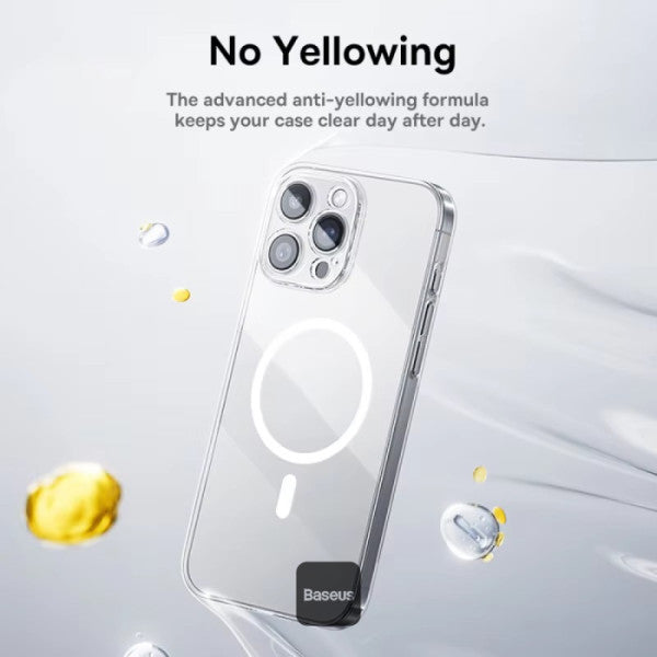 Baseus Crystal Series Magnetic iPhone 15 Pro Max Case – MagSafe Compatible Ultra-Thin & Durable Includes Tempered Glass Screen Protector – Clear