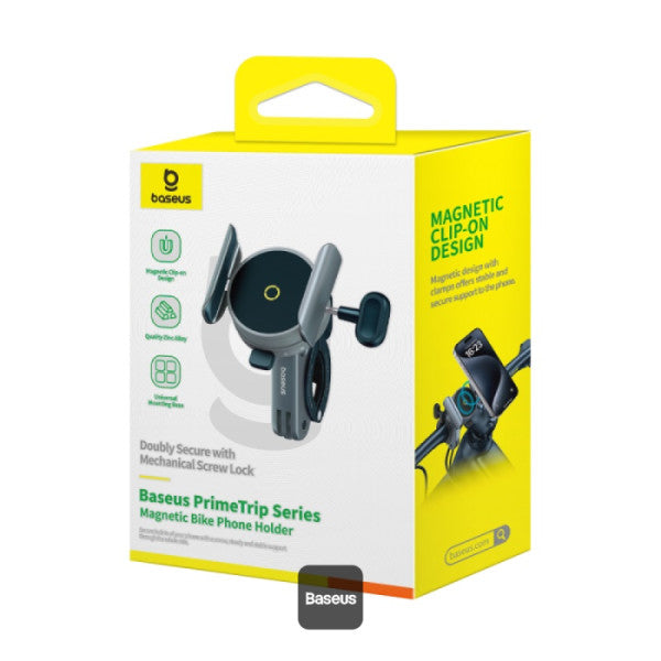 Baseus PrimeTrip Magnetic Bike Phone Holder – 360° Rotatable Durable Zinc Alloy Bike Mount for iPhone 16 Pro Max Fits 20-35mm Handlebars – Black