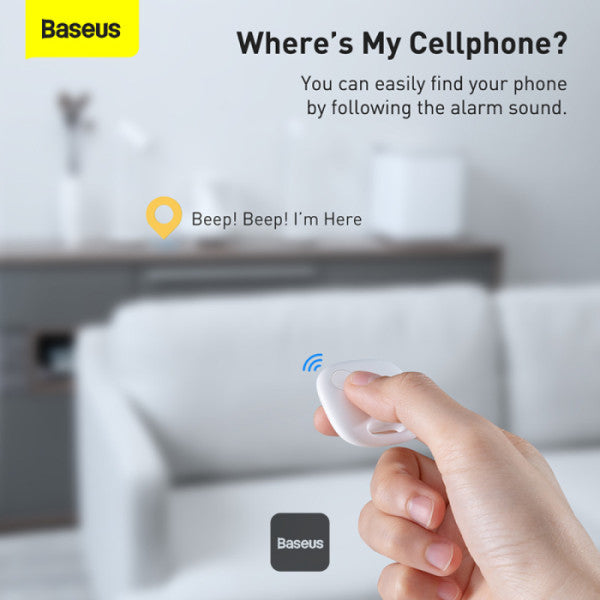 Baseus T2 Pro Bluetooth Key Finder - Anti-Loss Tracker with Replaceable Battery 365-Day Smart Tag for Keys Pets Luggage - iOS & Android - White