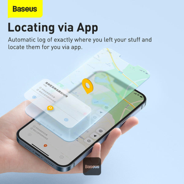 Baseus T2 Pro Bluetooth Key Finder - Anti-Loss Tracker with Replaceable Battery 365-Day Smart Tag for Keys Pets Luggage - iOS & Android - White