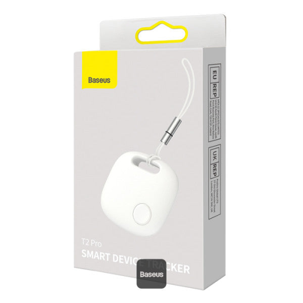 Baseus T2 Pro Bluetooth Key Finder - Anti-Loss Tracker with Replaceable Battery 365-Day Smart Tag for Keys Pets Luggage - iOS & Android - White