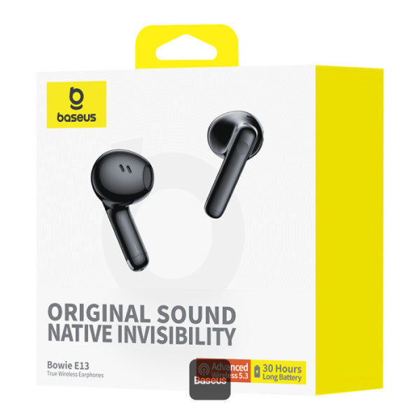 Baseus Bowie E13 True Wireless Earbuds with 12mm Diaphragm BT 53 30H Battery Low Latency 006s App Control – For Music Gaming & Calls - Black