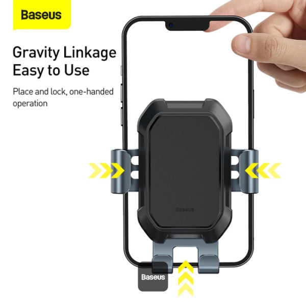Baseus Tank Gravity Car Mount Holder with Suction Cup – Adjustable Arm One-Hand Operation Strong Suction Base – Compatible 47–65 Phones – Black