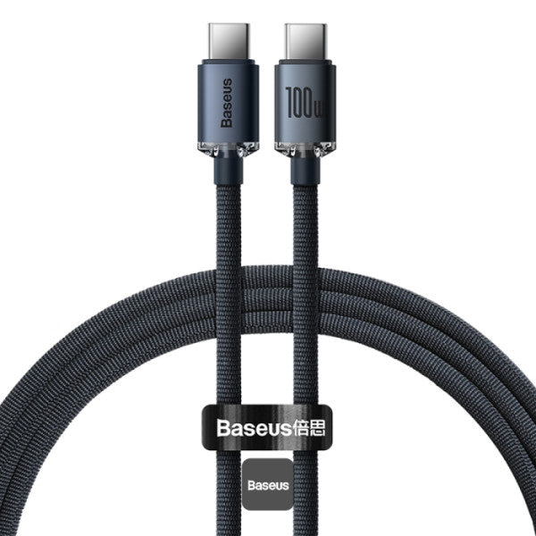 Baseus Crystal Shine Series 100W Fast Charging Cable Type-C to Type-C - 480Mbps Data Cable - 12M - Black