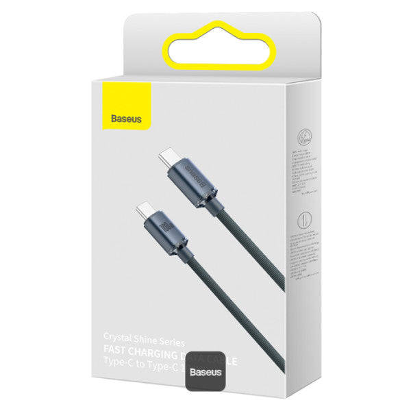 Baseus Crystal Shine Series 100W Fast Charging Cable Type-C to Type-C - 480Mbps Data Cable - 12M - Black