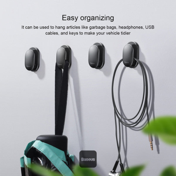 Baseus Small Shell Hook - Durable Hanger For Car Home Garage (4 pcs in a set) - Black