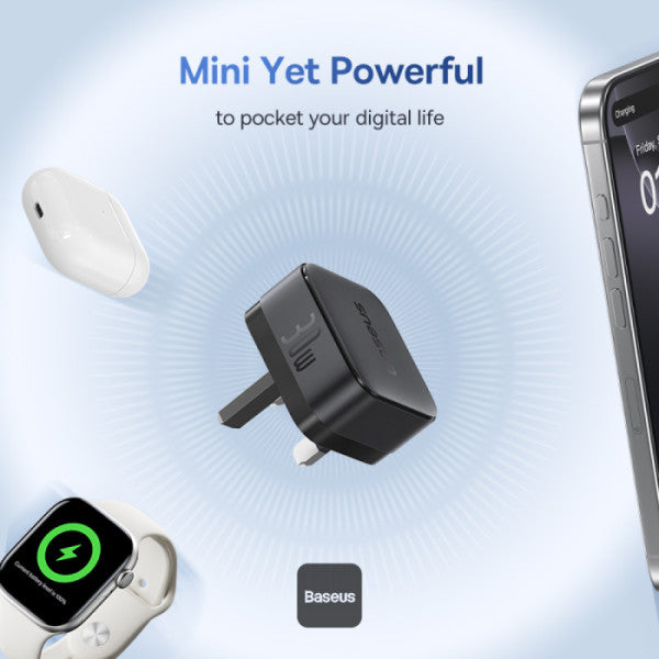 Baseus Palm 30W PD Type-C Fast Charging Wall Charger - Ultra Fast USB-C Charger With UK Plug - Black