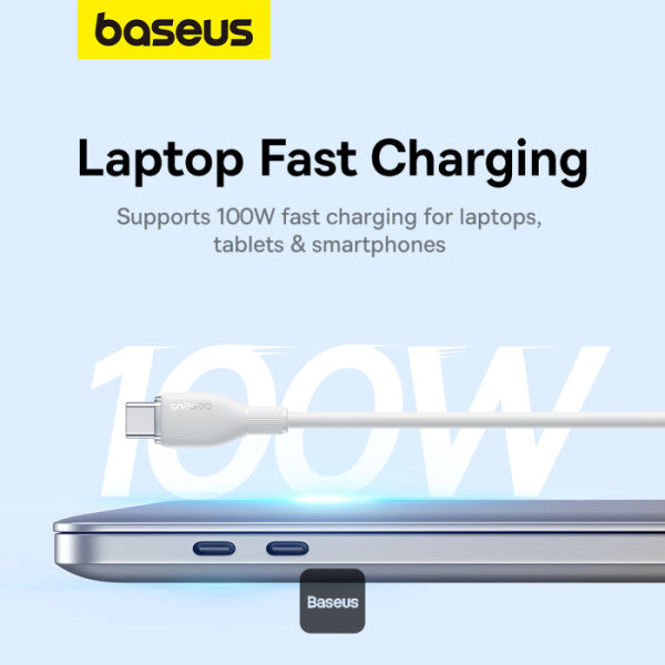 Baseus Pudding Series Fast Charging Cable With High-Speed Data Transmission Type-C to Type-C 100W 5A 2M - White