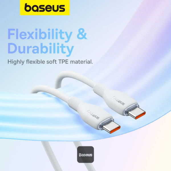 Baseus Pudding Series Fast Charging Cable With High-Speed Data Transmission Type-C to Type-C 100W 5A 2M - White