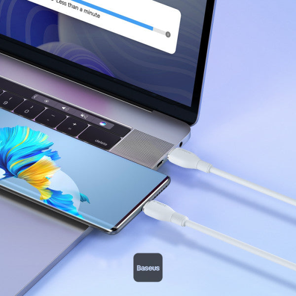 Baseus Pudding Series Fast Charging Cable With High-Speed Data Transmission Type-C to Type-C 100W 5A 2M - White