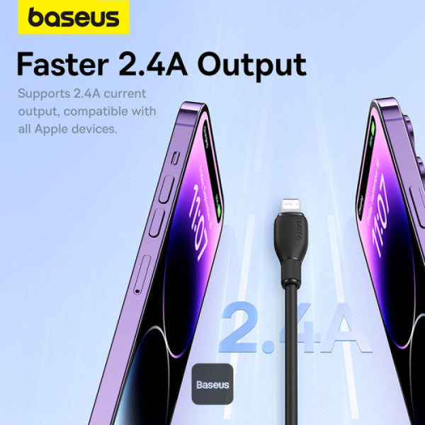 Baseus Pudding Series Fast Charging Cable With High-Speed Data Transmission USB-A to Lightning 20W 24A 2M - Black