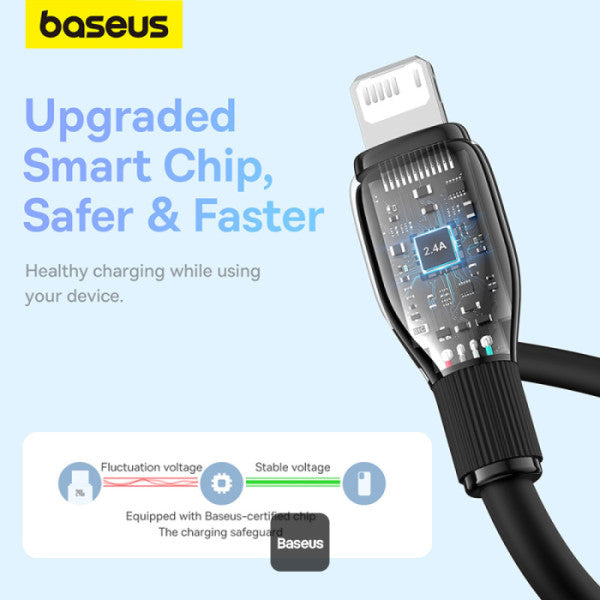 Baseus Pudding Series Fast Charging Cable With High-Speed Data Transmission USB-A to Lightning 20W 24A 2M - Black